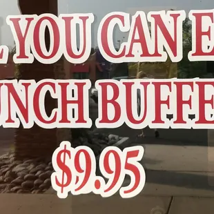 Lunch Buffet cost.  Sunday is $12.95