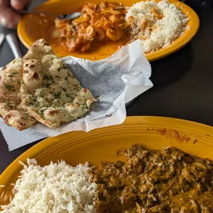 Chicken Tikka Marsala and Mushroom Saag,Garlic Naan - so good!