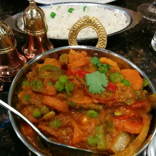 Vegetable jalfrezi, medium spicy. So good!