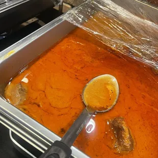 Not much beef.. lot of curry .. we got there when they opened. This is what they put out.