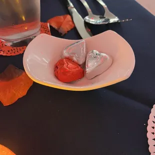 The complimentary candies! Nice and festive