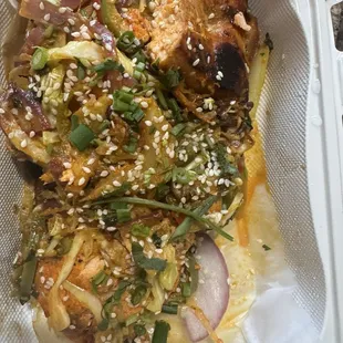 Salmon with veggies order.