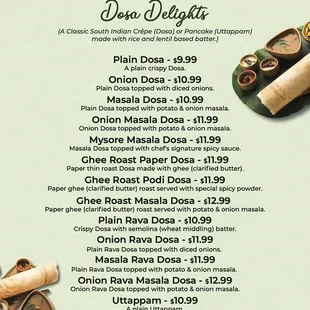 Dosa Menu