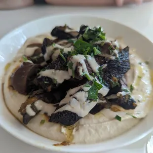Mushroom hummus platter