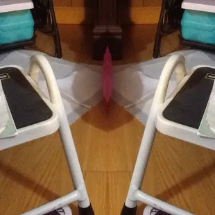 a pair of chairs and a table