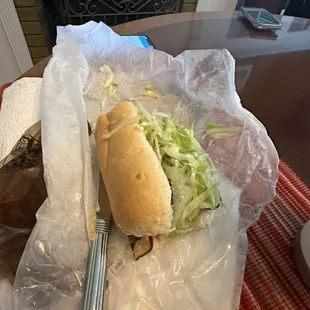 Half of a Turkey sub