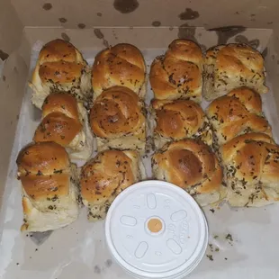 a box of bread rolls