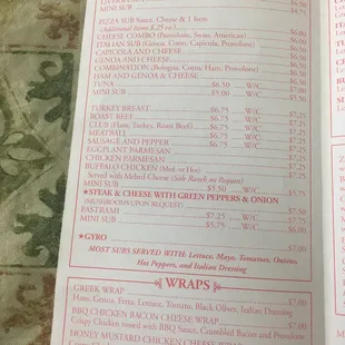 the menu