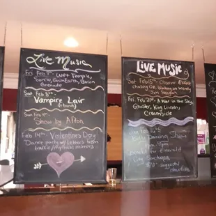 Menu for Live Music Schedule