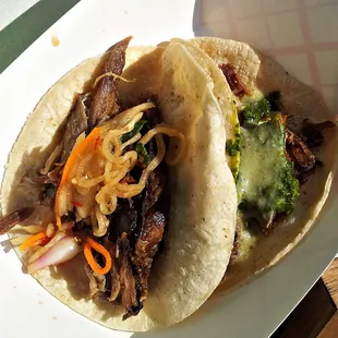 Maurepas Foods Goat Tacos with mirliton kimchi and mirliton dressing