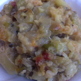 Mirliton casserole with shrimp and crab meat, excellent!