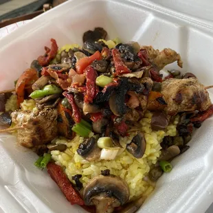 Chicken Kabab Skewers over saffron rice. Another excellent dish!