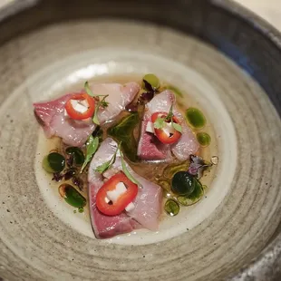Hamachi. Sun-Dried Tomato. Cucumber.