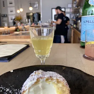 Dessert with a beautiful limoncello (awesome bar staff)