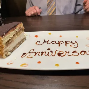 Champagne and a special dessert for our anniversary