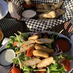 "Buffalo Chicken salad" and garlic knots