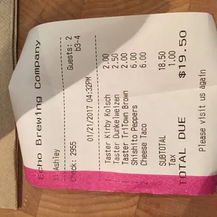 Not bad for 3 tasters and some snacks.