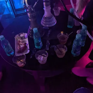 Hookah drinks ropped off section for table/seating for about 6