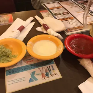 Guacamole, Cheese and Salsa are all yummy