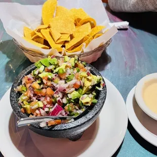 Guacamole and chipotle salsa