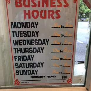 a business hours sign