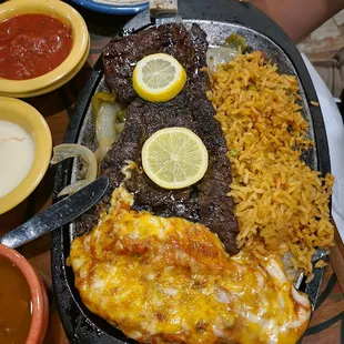 a large platter of mexican food