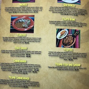 Lunch menu