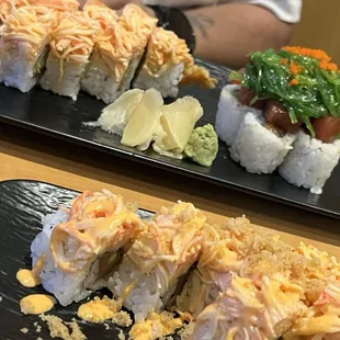 Sushi rolls -presentation is beautiful and seafood so fresh. 10/10