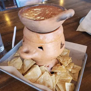 Bean, cheese, and chorizo fundido with house made tortilla chips