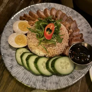 Crispy Pork Belly Over Rice
