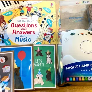 My haul - my nephew loved this music book! The cat nightlight is helping my friend's child sleep &amp; my mom loved her card!