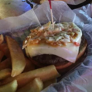 Hustler Burger!!! Topped with an egg, coleslaw and peanut butter. Definitely a must have!