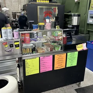 Menus and cashier