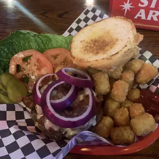 Fire Starter Burger! With the best tots in Lakewood.
