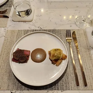 a plate of food on a placemat