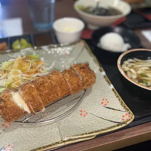 Cheese Katsu platter with mini Udon