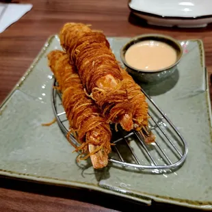 Potato wrapped shrimp