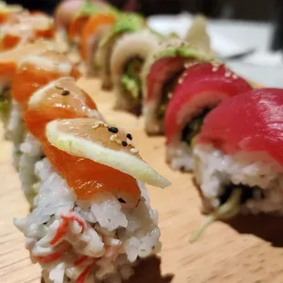 a close up of a sushi roll