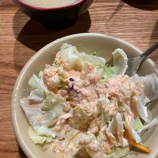 Miso soup and ginger salad