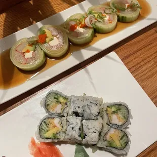 Crab Cucumber Salad Roll and crunchy shrimp roll