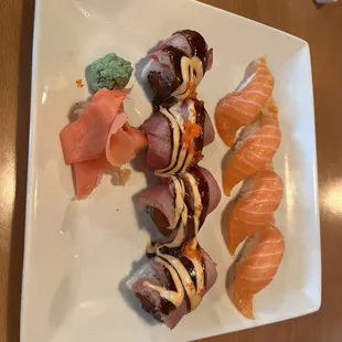 a plate of sushi