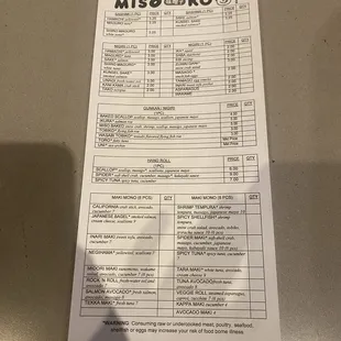 MENU as of FEBRUARY 2024