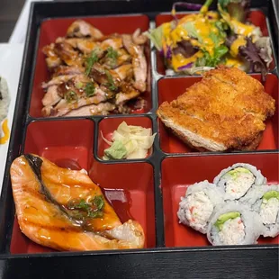 a close up of a bento box