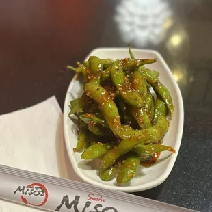 Spicy Garlic Edamame