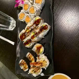 Shrimp tempura - eel avocado - spicy salmon