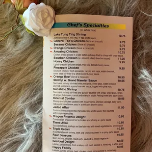 a menu for a restaurant