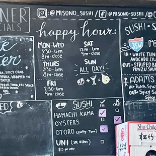 Specials Baird behind the bar. Tons of happy hour food &amp; drink options!