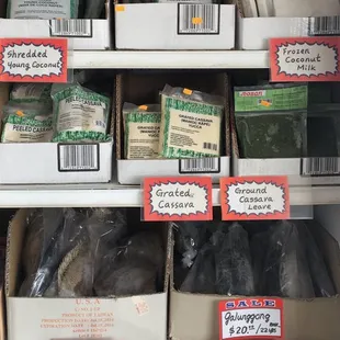 Frozen coconut, frozen cassava, etc.