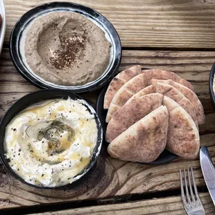 Whipped ricotta and baba ganoush