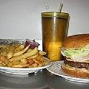 "Best burger in town", and nice and hot, fresh, special seasoned fries, or tots.